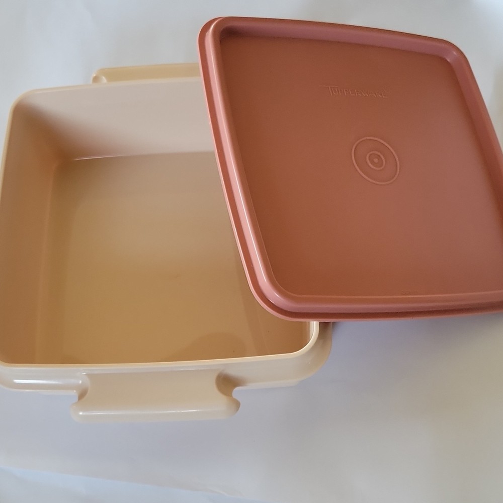 Tupperware Beige Pink Lunch Box Set Reusable Easy Clean Plastic With Lid