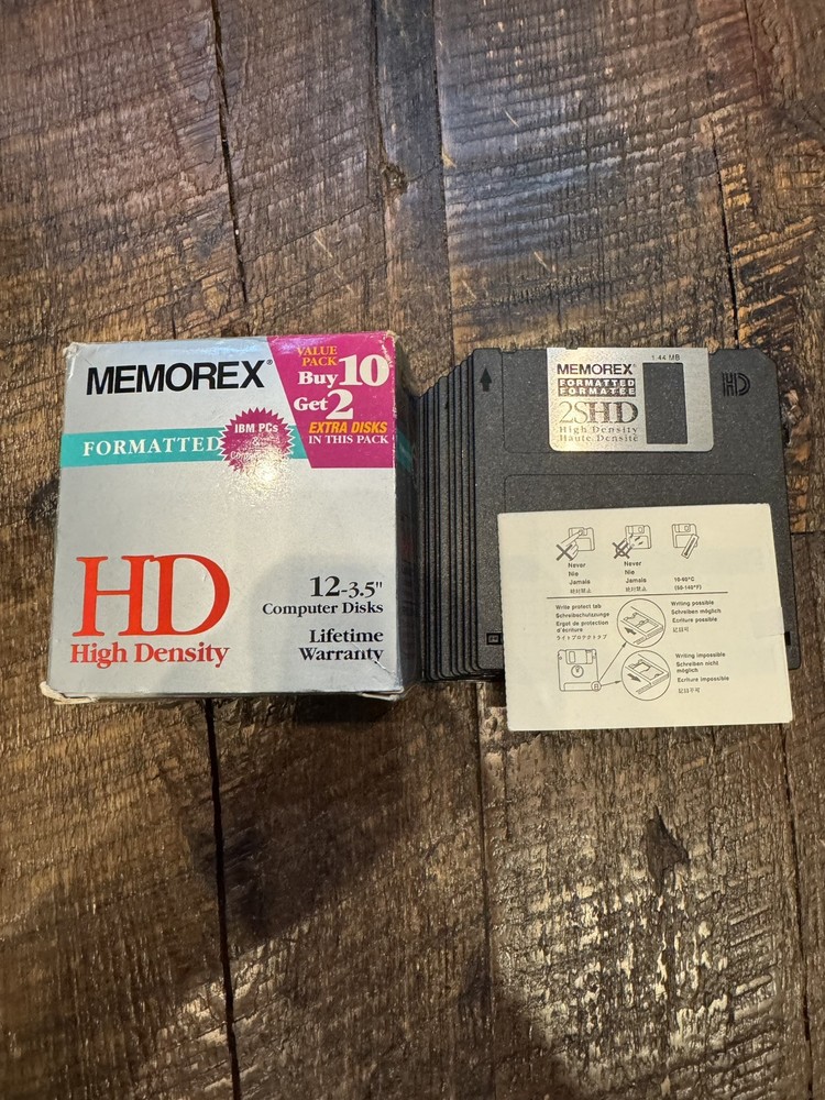 Memorex High Density 3.5" Computer Floppy Disks PC Format 11 Total All New READ