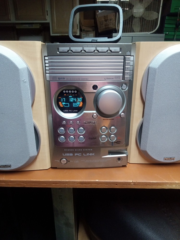 Philips MCM530/37 5 Disc CD Changer Micro Stereo System No Remote TESTED Workin