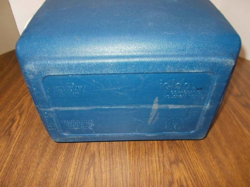 Vintage Blue & White Playmate Cooler By Igloo With Push Button Open