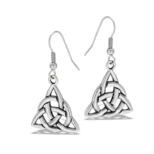 STAINLESS STEEL TRIQUETRA DANGLE EARRINGS