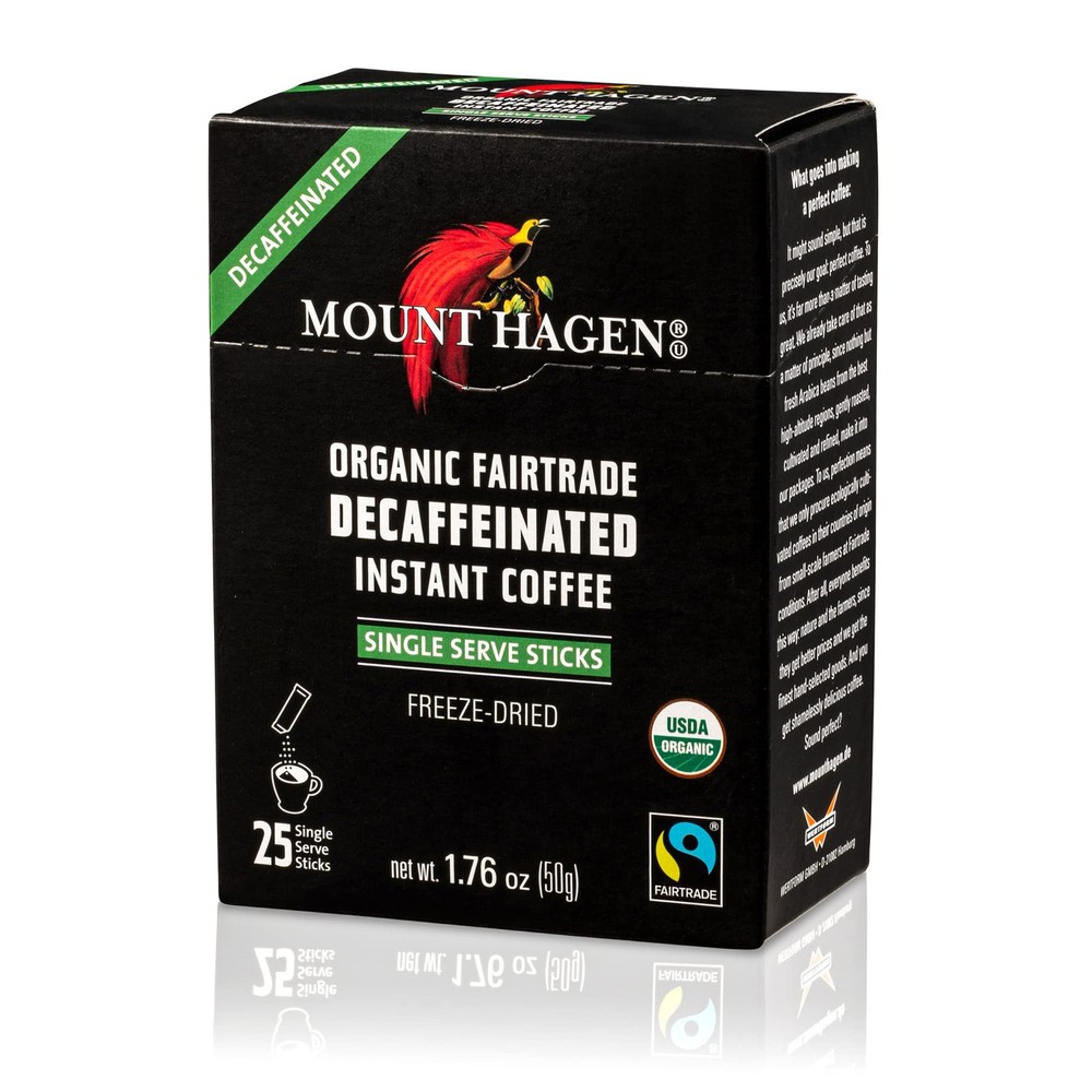 Mount Hagen 25 Count Single Serve Instant Decaf Coffee Packets - 4 Pack |