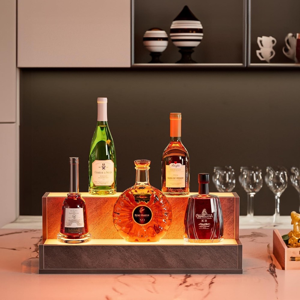 20-in 2 Step LED Lit Liquor Shelf Illuminated w/ App&Remote Control Btl Display