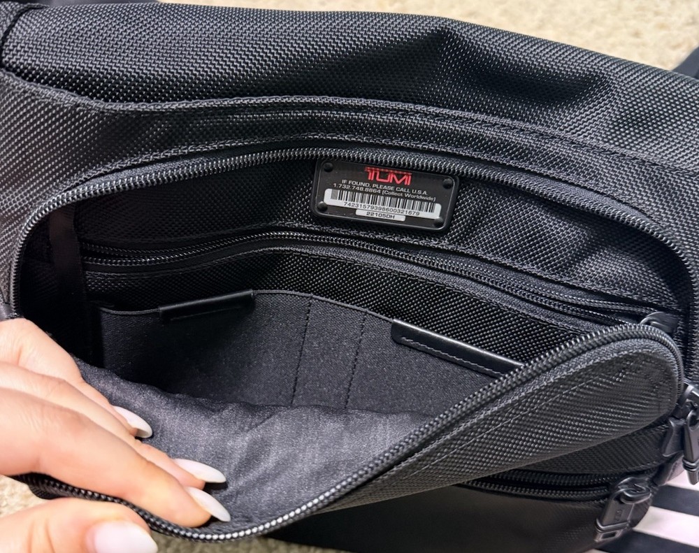 TUMI Black Nylon Alpha Flap Messenger Bag