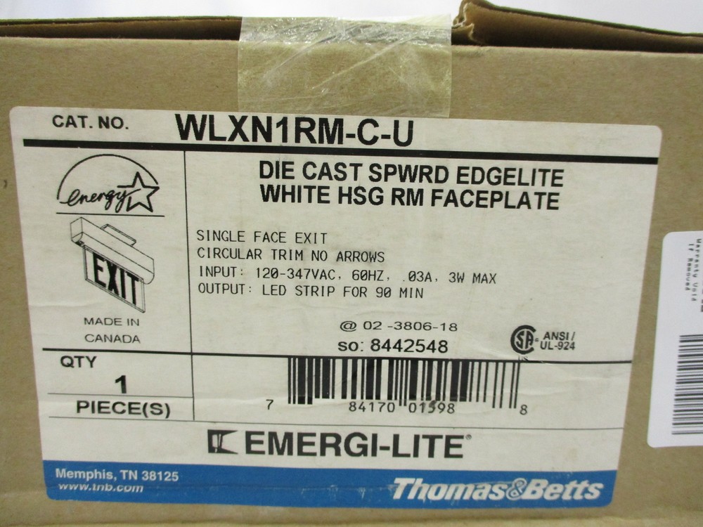 *NEW* THOMAS & BETTS WLXN1RM-C-U EDGE-LIT LED EXIT SIGN