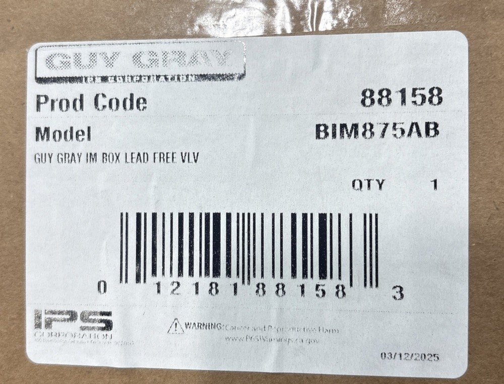 Guy Gray 88158 Ice Maker Outlet Box Lead-Free Galvanized 1/2" Sweat