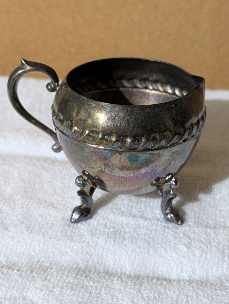 Vintage Footed Crosby Silver Plated Creamer