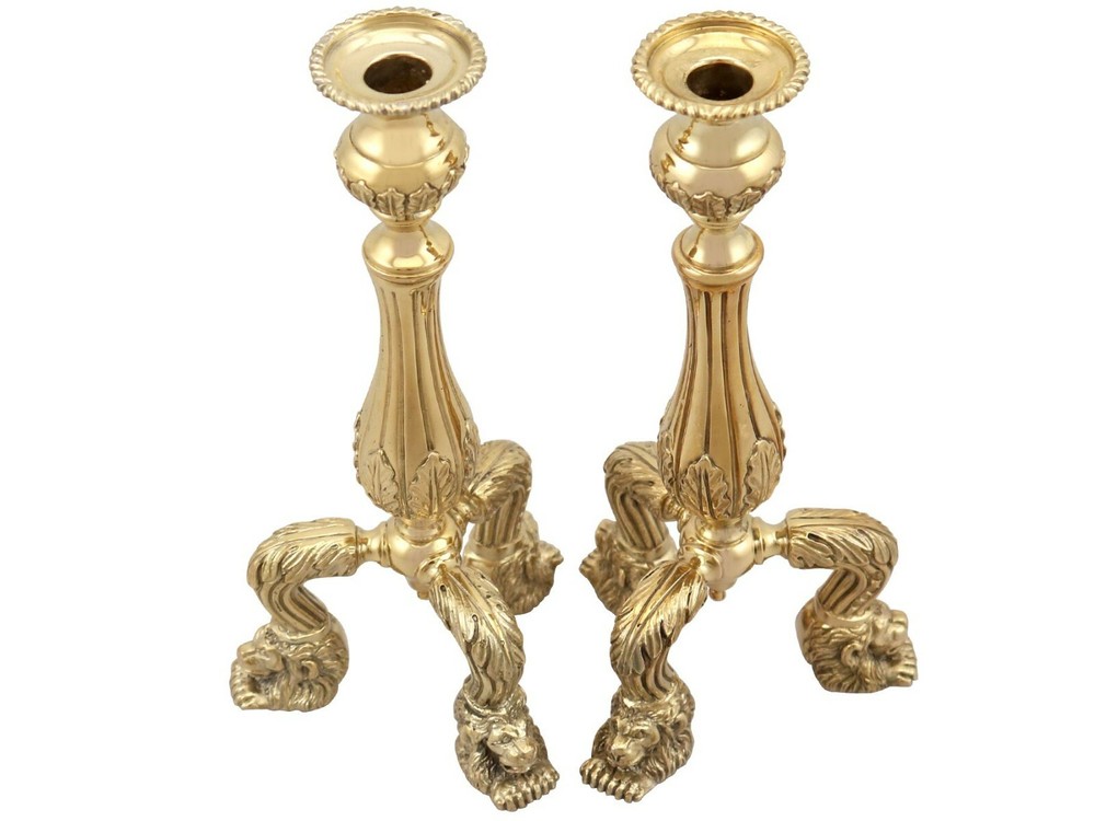 Vintage Sterling Silver Gilt Candlesticks