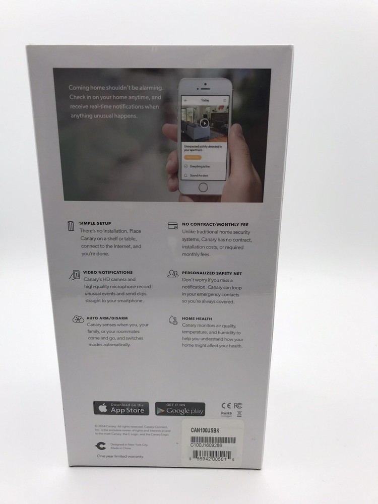 Canary Smart Home Security Camera - Black CAN100USBK | Open box