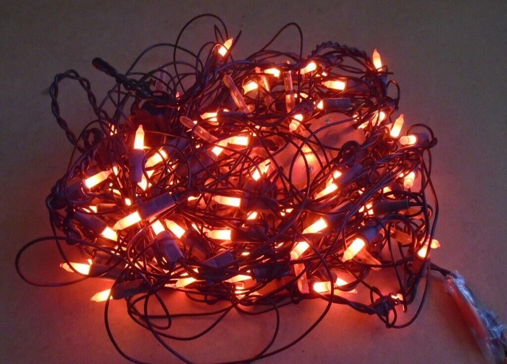 Halloween Orange Spider Web Light Set 4ft. Black Wire