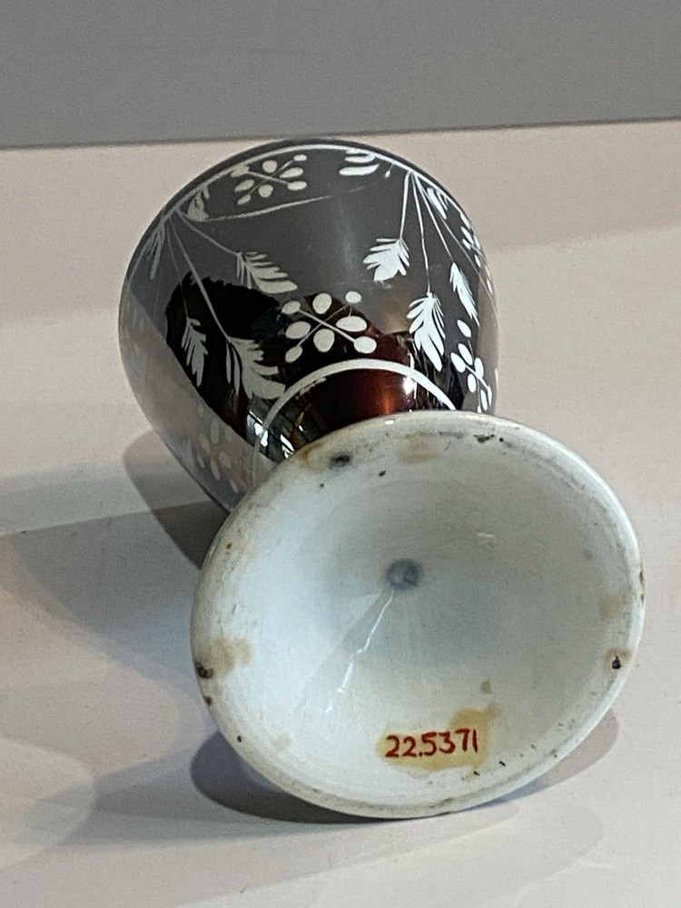 Staffordshire Pearlware Silver Resist Small Footed Cup Ca. 1820