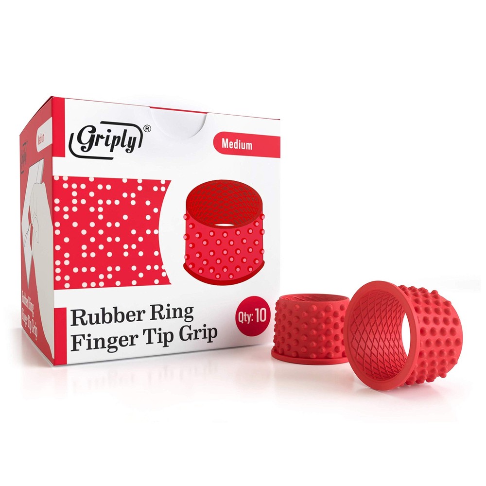 Griply Rubber Finger Tips | Hand Grips | Tip Medium, Red