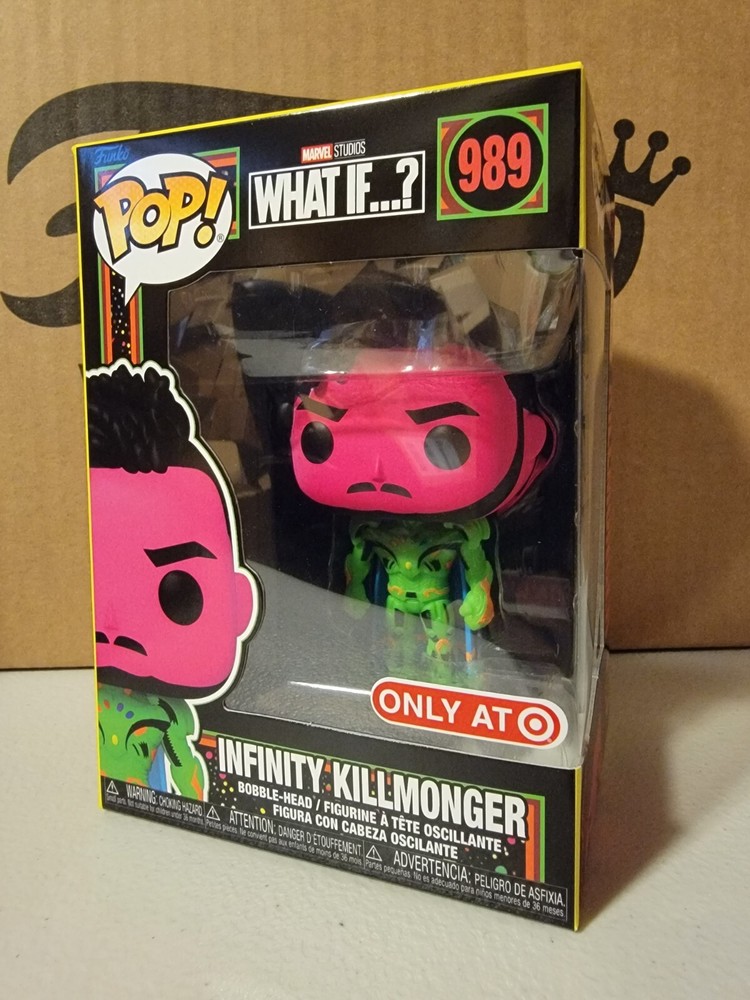 Funko Pop Marvel #989 What If? Infinity Killmonger BLACKLIGHT Target Excl *NEW*