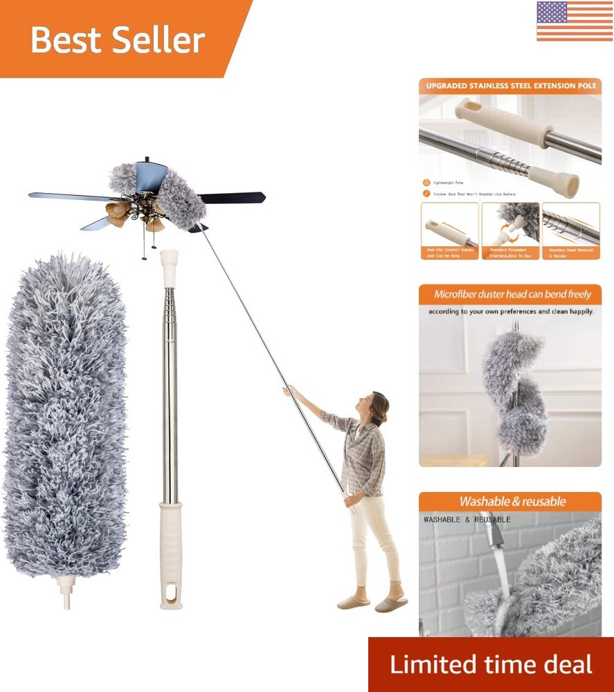 Bendable Microfiber Feather Duster with 100''  for Effortless Home Cleaning