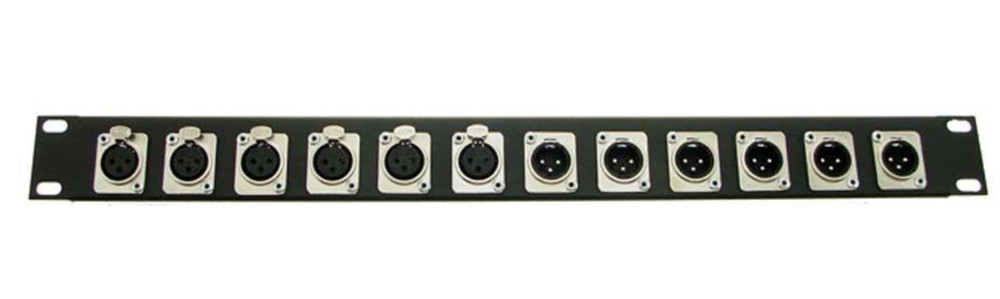 PROCRAFT AFP1UFT-12X-BK 1U 12CH Feed-Thru Rack Panel - Configurable w/ 4 Options