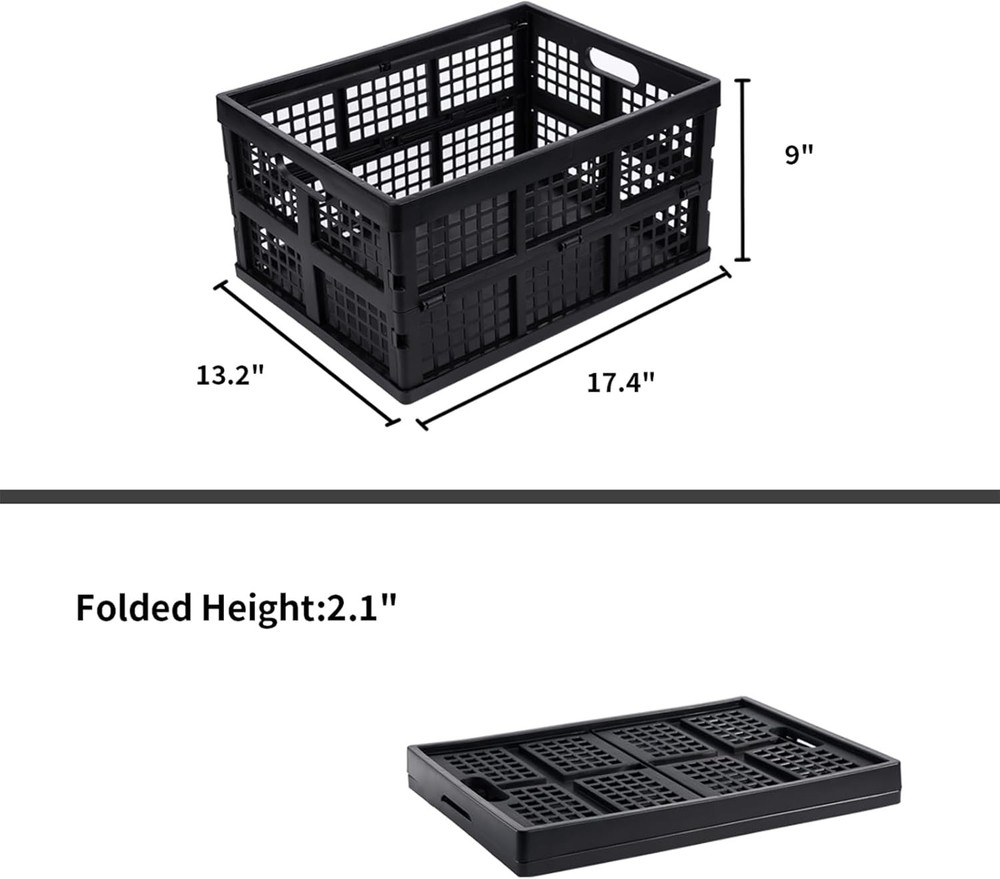 3-Pack Plastic Collapsible Storage Crates-30L,Foldable Plastic Crates Storage
