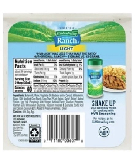 Hidden Valley The Original RANCH LIGHT Dressing 36 oz Bottle - 6 PACK