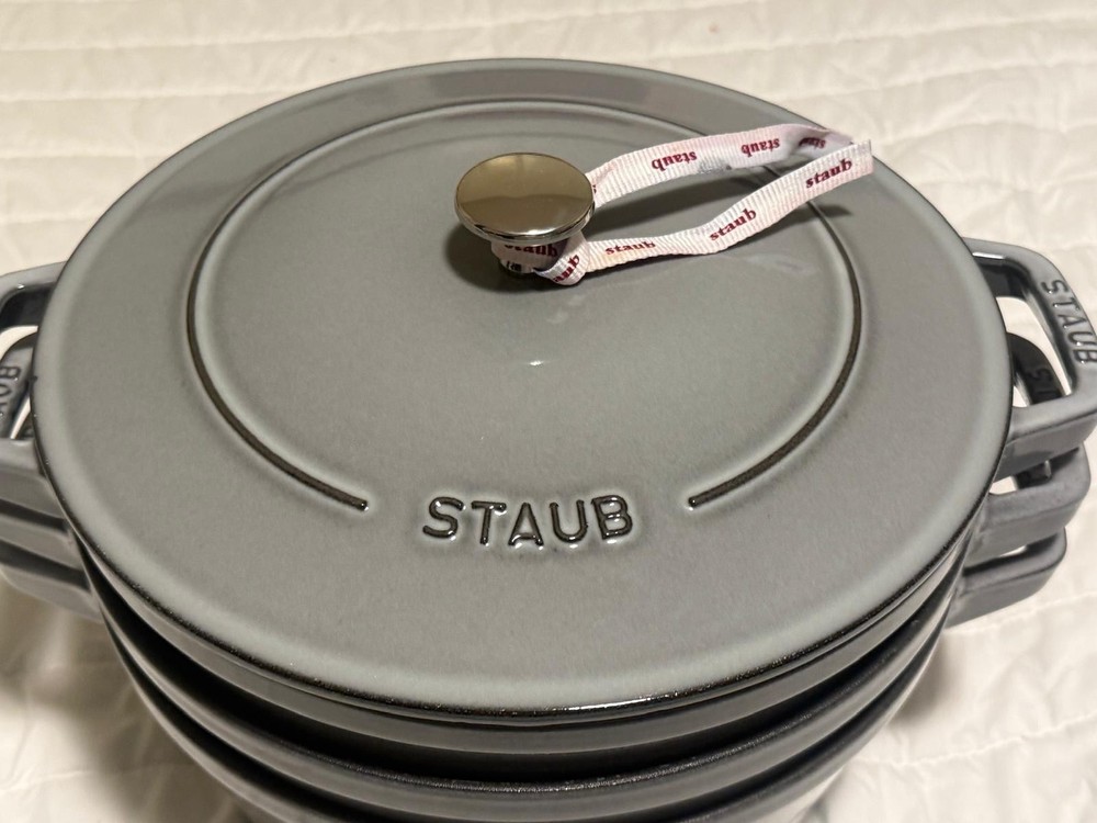 Staub Cast Iron 4-pc Stackable Set, Graphite Grey