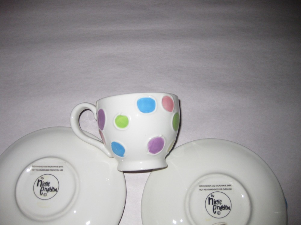 8 pcs Nicole Engblom ceramic serving dish Plates Cups Saucers (PLEASE READ)