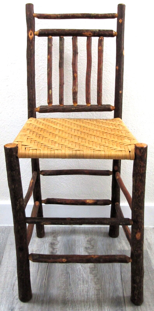 Primitive Wood with Cane Woven Seat Counter Stool