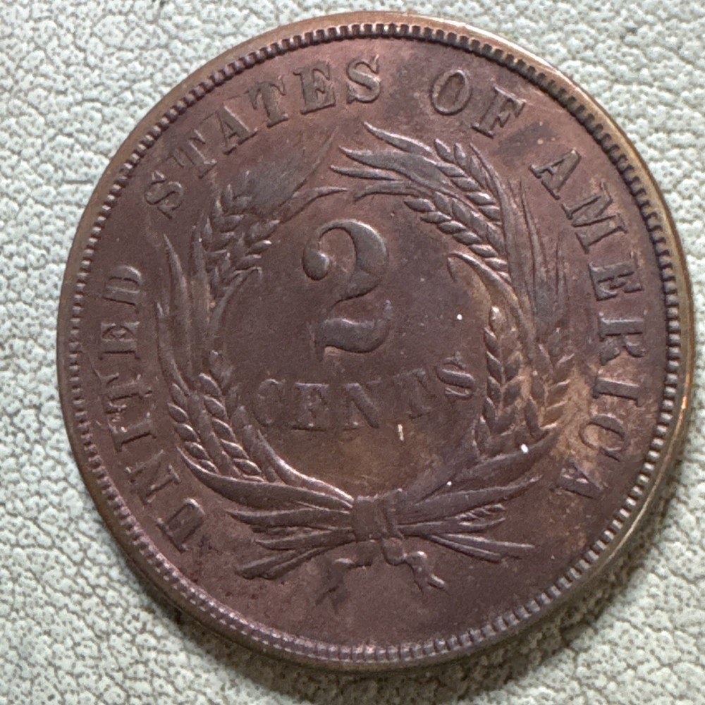 1866 US UNION SHIELD Copper Two Cents - 2 Cent Piece - Great Condition