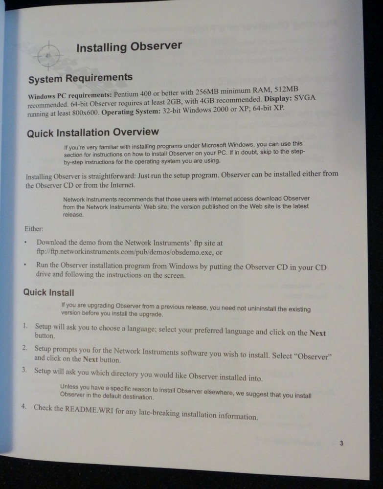 Network Instruments LLC Observer 11 Reference Guide 2005 Paperback