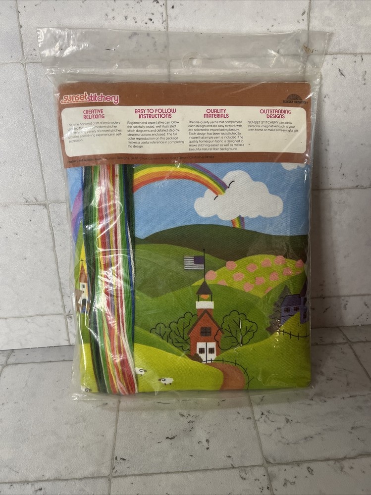 SUNSET STITCHERY deep quilting kit NWT rainbow & church Spring Scene 3D