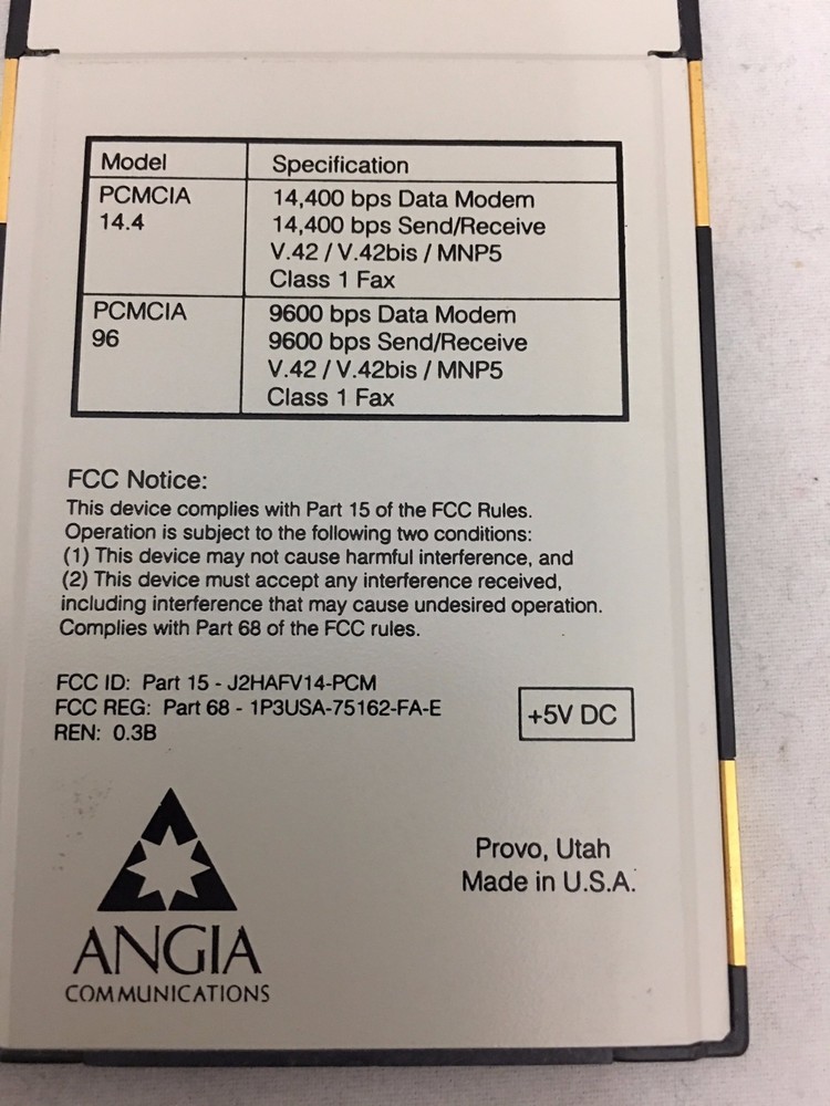 ANGIA Communications Fax/Modem Card With Cable