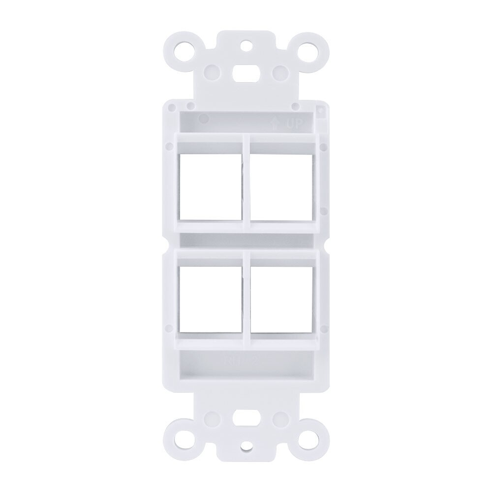 Construct Pro 4-Port Single Gang Keystone Decora Style Insert Strap (White)