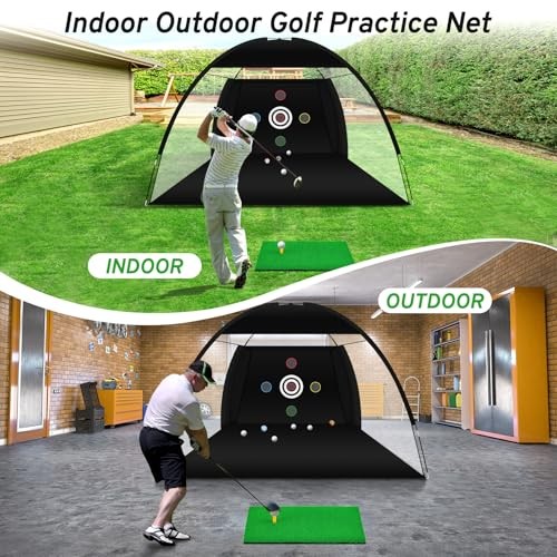Golf Net, Golf Practice Net with Golf Hitting Mat, Home Golf Hitting 10 x 7 ft
