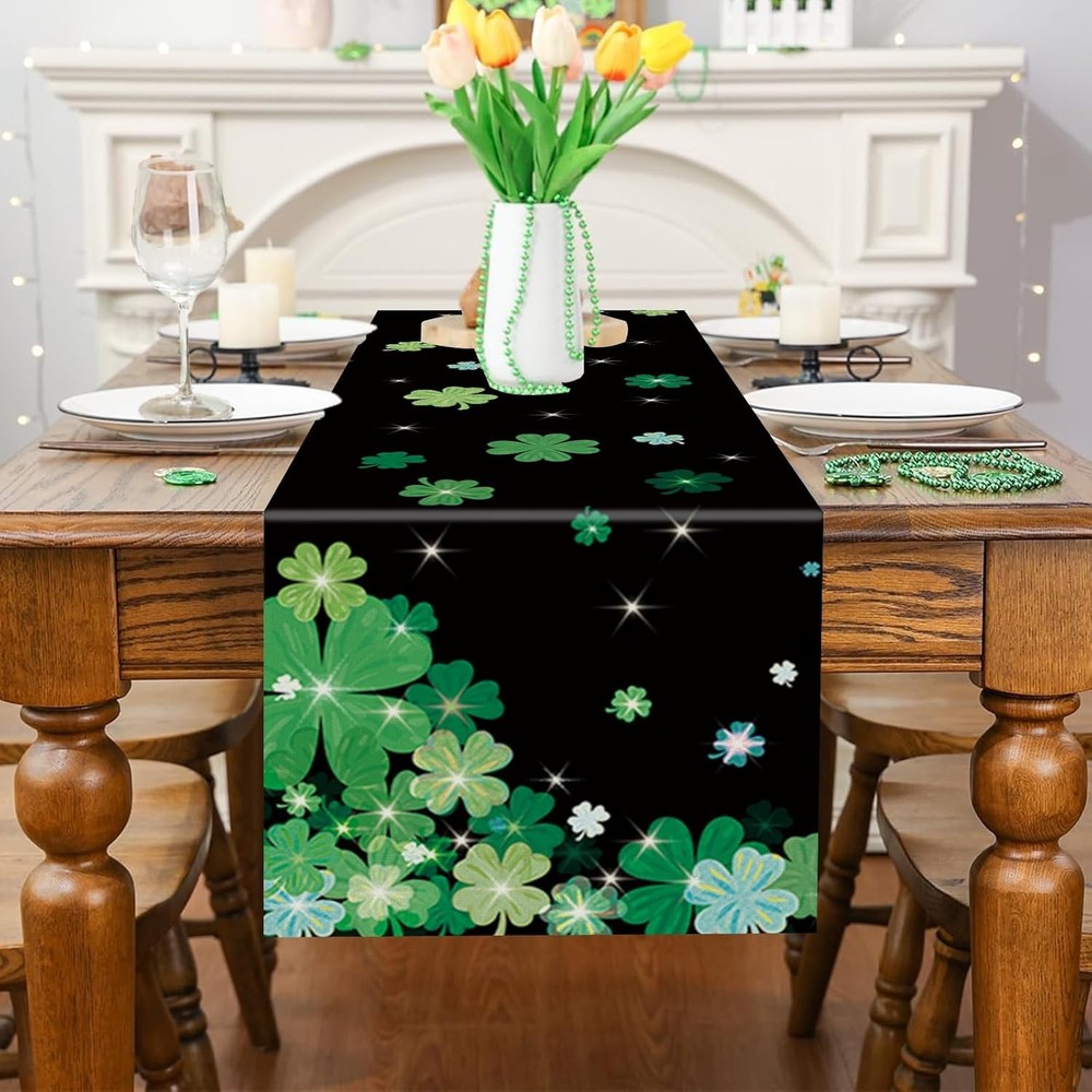 St. Patrick's Day Table Runner 13'' x 90'', Black