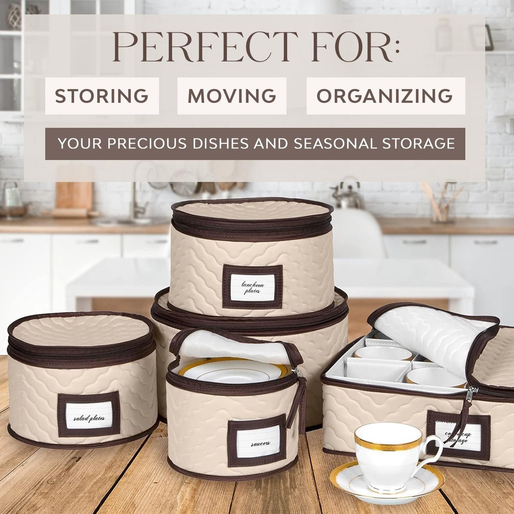 5-Piece Storage Container Set for Dinnerware, Glasses, Plates, and Mugs