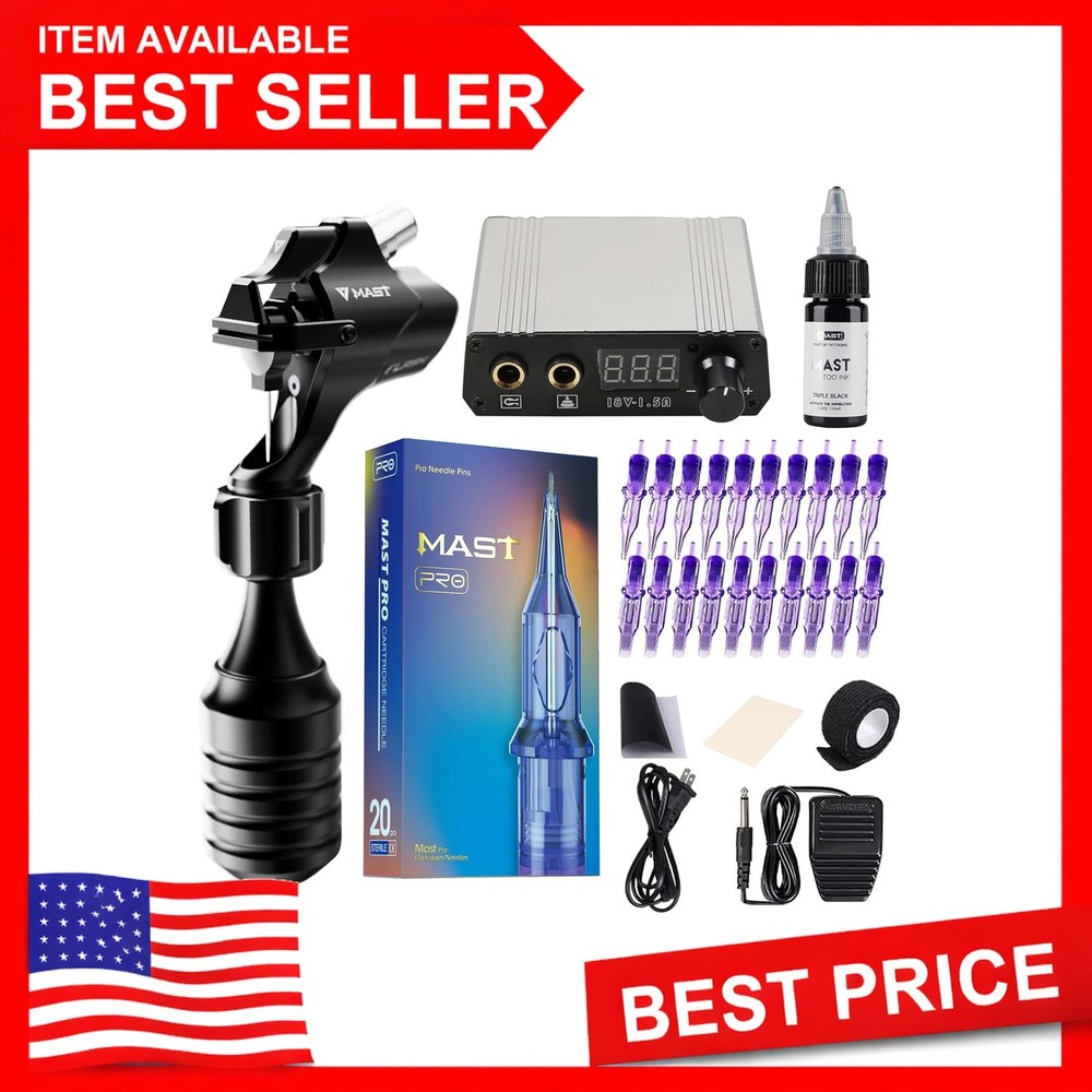 Mast Flash Rotary Tattoo Machine Kit Power Supply