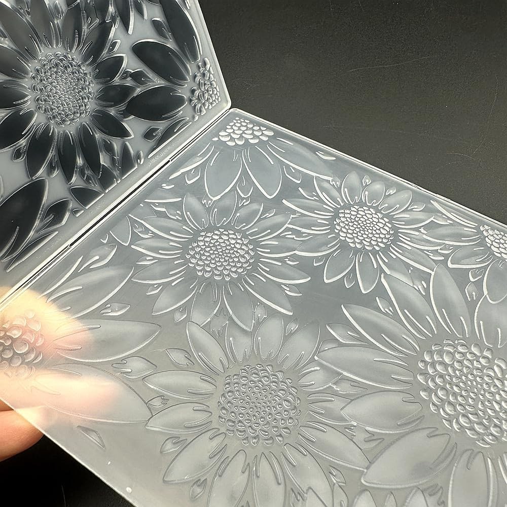 3D Plastic Embossing Folder Template - Stereoscopic Sunflower Texture (5x7 Inch)