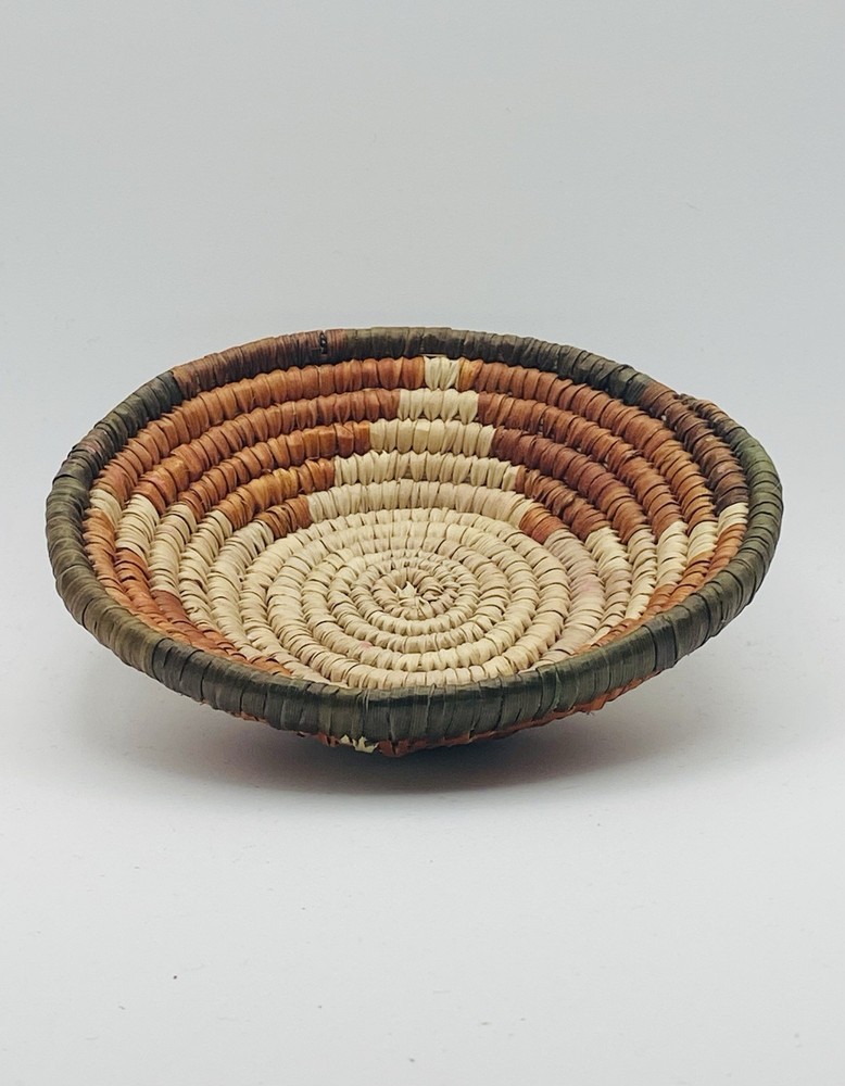 Handcrafted Rustic Coiled Rope Basket Fall Decor 4.5”