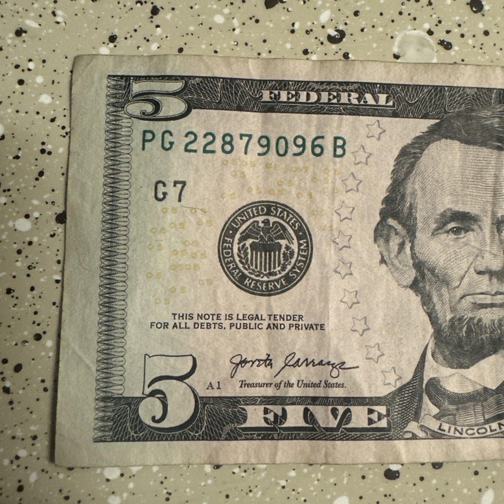 Misaligned, miscut $5 bill RARE