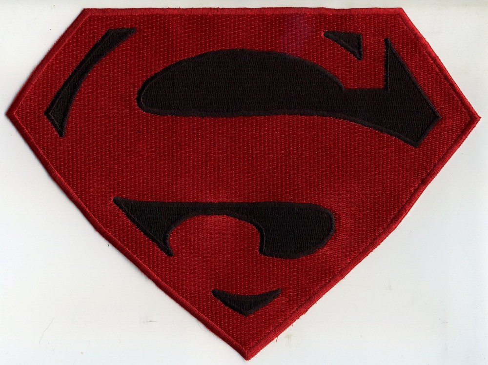 7" x 10" Large Fully Embroidered Superman / Superboy Red & Black Logo Patch