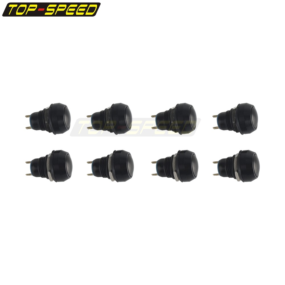 Black 8 Pcs Momentary Latching Switch Push Button For Harley Bobber Cafe Racer