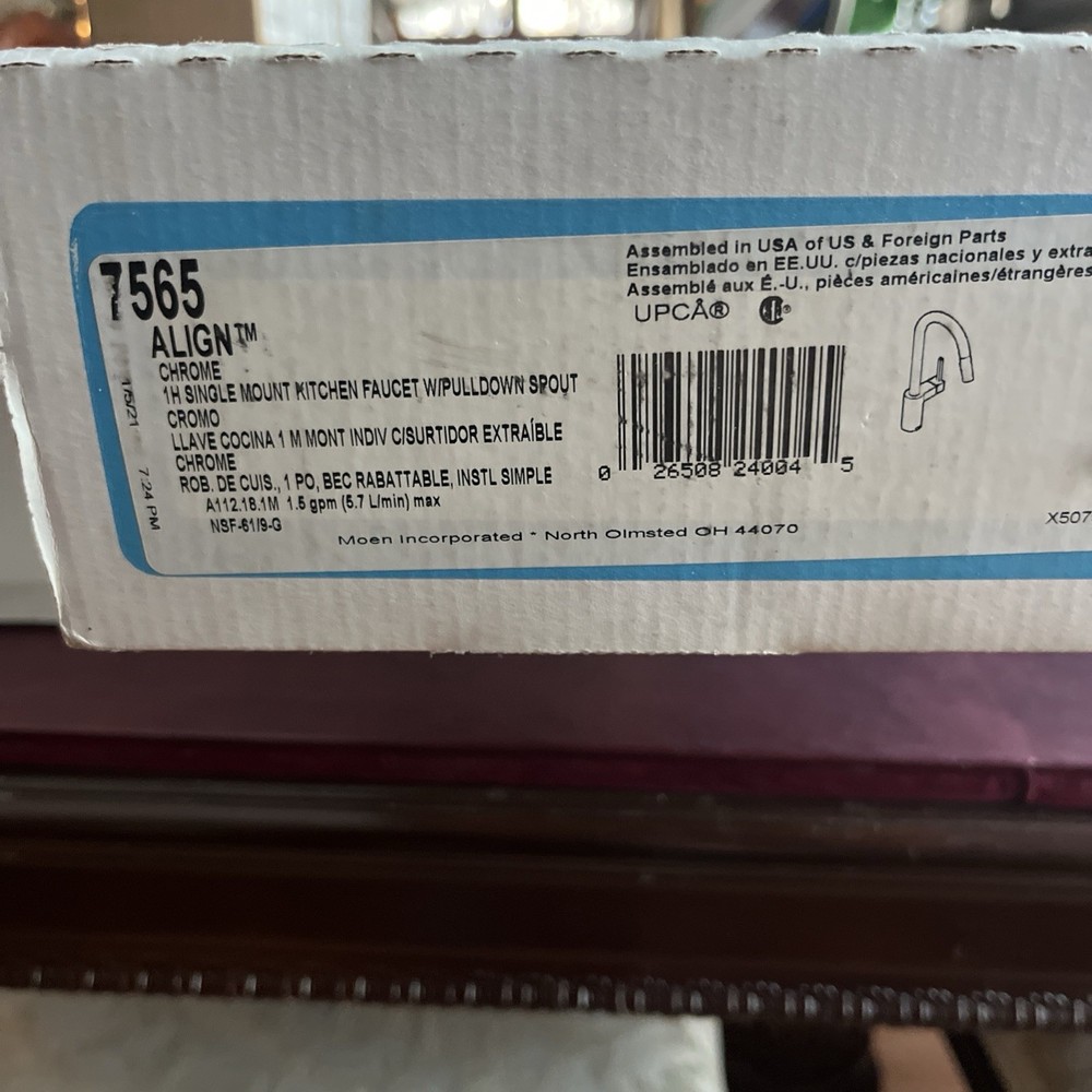 MOEN 7565 Align Chrome Single-Handle Faucet, Single Mount, Kitchen Power Clean