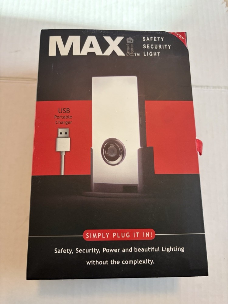 MAX Safety Security Light USB Charger Emergency Flashlight New In Box