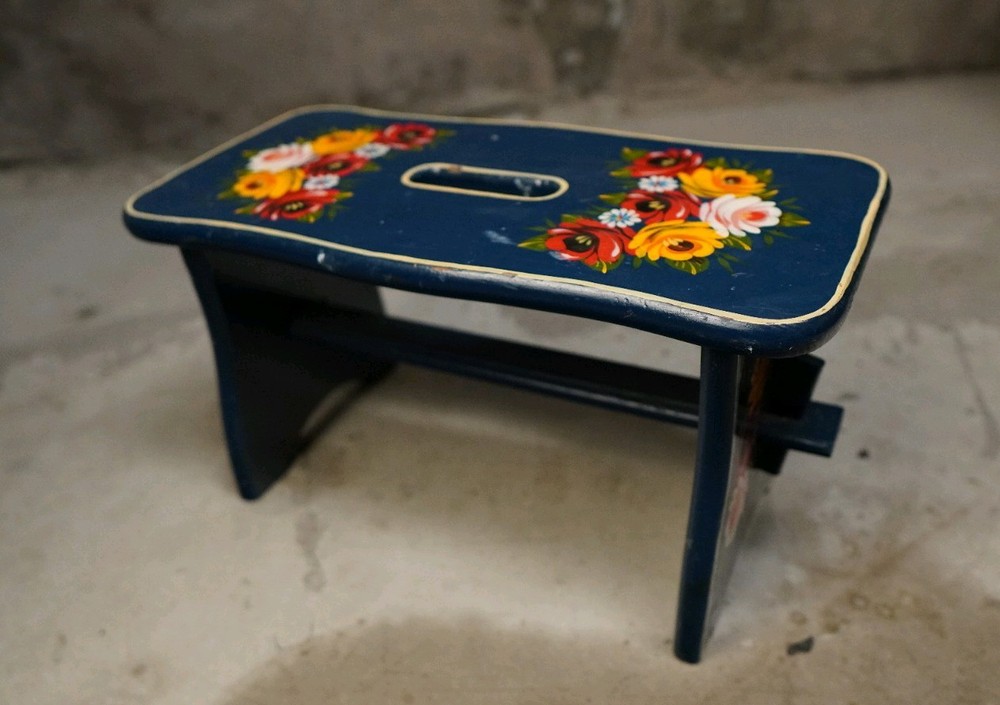 Barge Style Gypsy Painted Vintage Stool