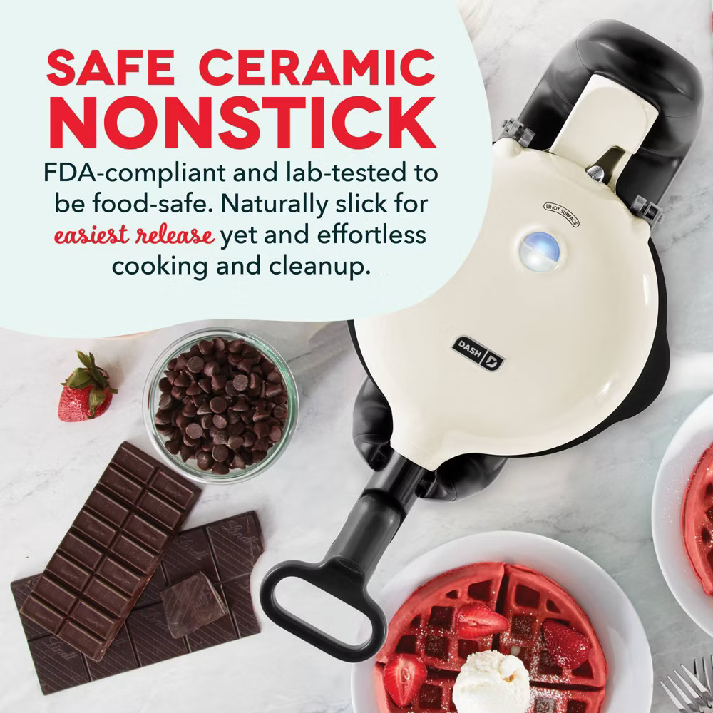 Dash Nonstick Ceramic Flip Belgian Style Waffle Maker