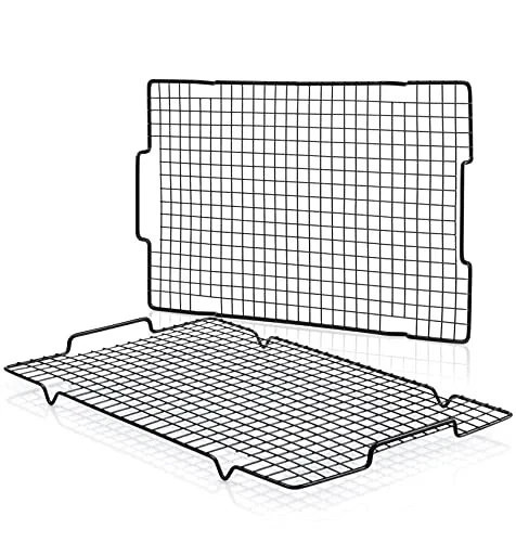2 Pack Nonstick Wire Baking Rack with Handle, 16" x 10", for Cooking, Roasting
