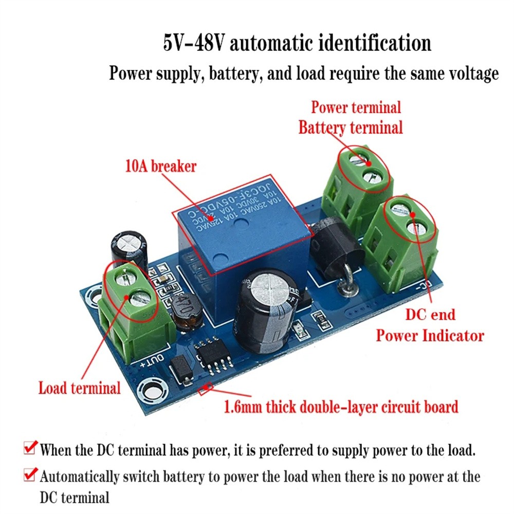Power Failure Automatic Switching Standby Battery DC 5V-48V Module Converter