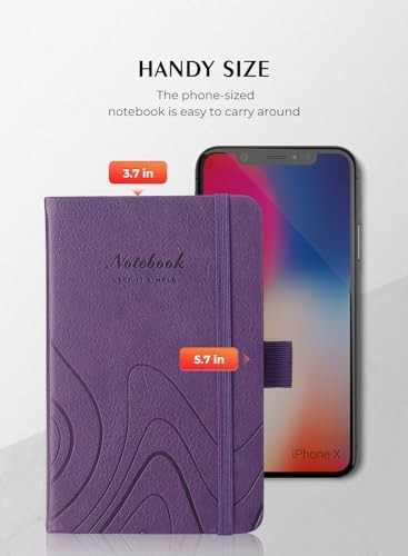 Pocket Notebook, Small Notebook, 2-Pack Total 320 Pages,3.7" x 2 Pack Purple
