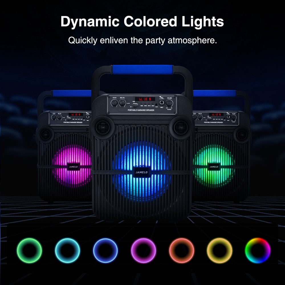 JAMELO Portable Bluetooth Speaker with Wireless Microphone Karaoke System
