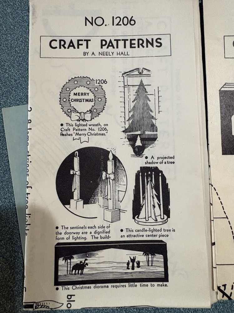 Vtg. 1940's Uncut A. Neely Hall DIY Woodworking Patterns 6 Patterns