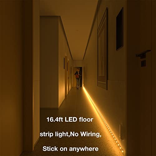 Dual Motion Sensor Under Bed Lights,Rechargeable 16.4ft White Warm White
