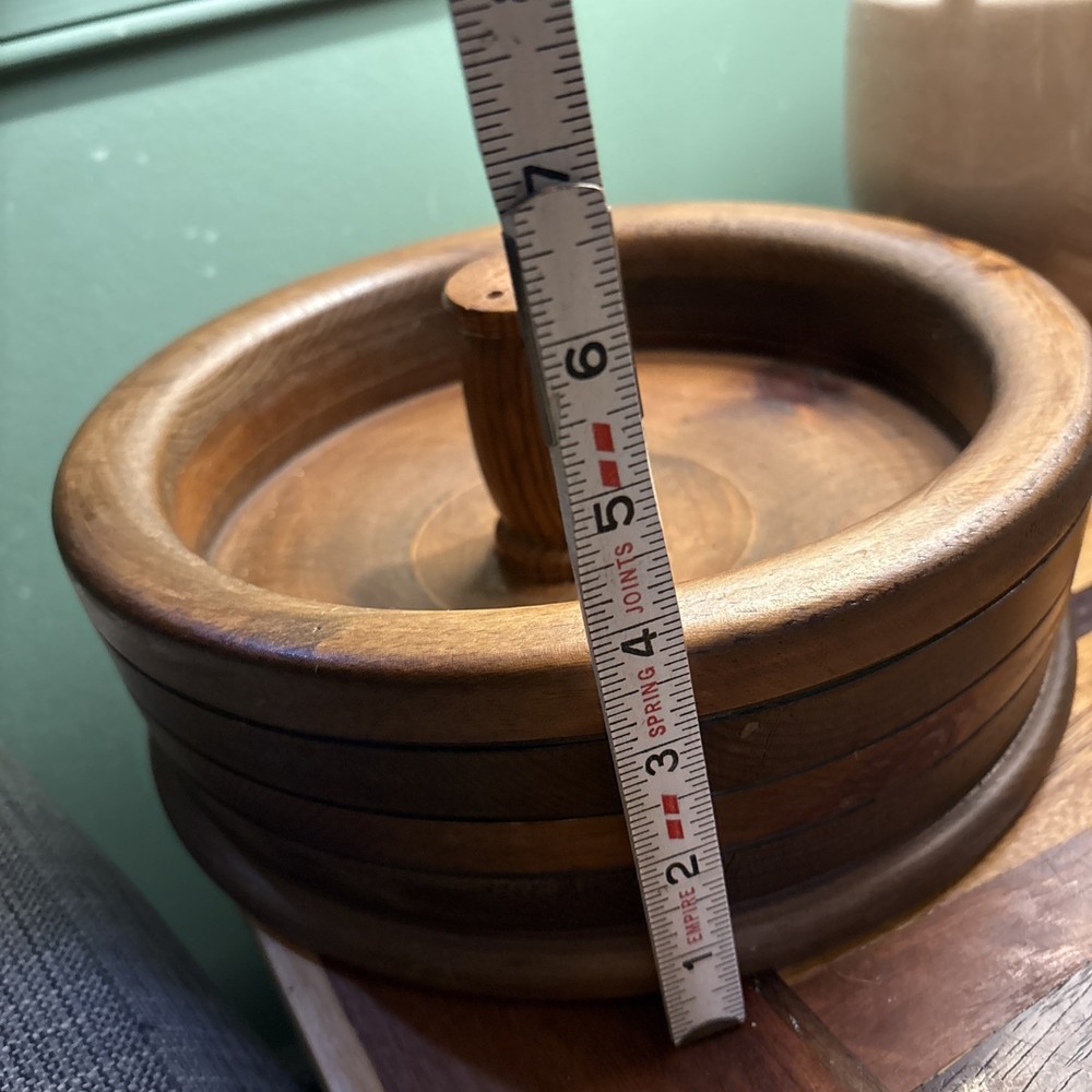 Vintage Keller Rustic Wooden Nut Cracker Nut Bowl
