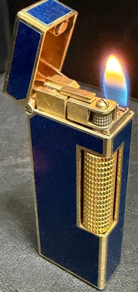 Overhauled Dunhill Rollagas lighter Blue Gold without box